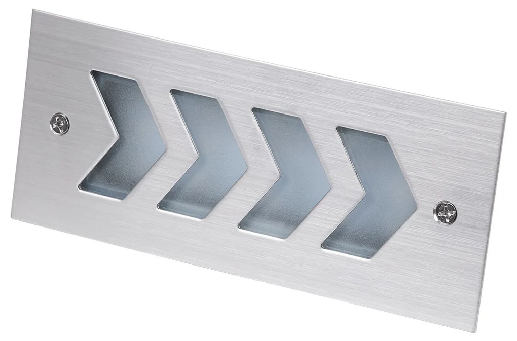 GloboStar WALLLIGHT-ARINA 90673 Χωνευτό Φωτιστικό Τοίχου LED 6W 600lm 120° DC 24V Αδιάβροχο IP67 Μ17 x Π7 x Υ5.5cm Μπλε - Ανοξείδωτο Ατσάλι - 3 Years Warranty - 90673