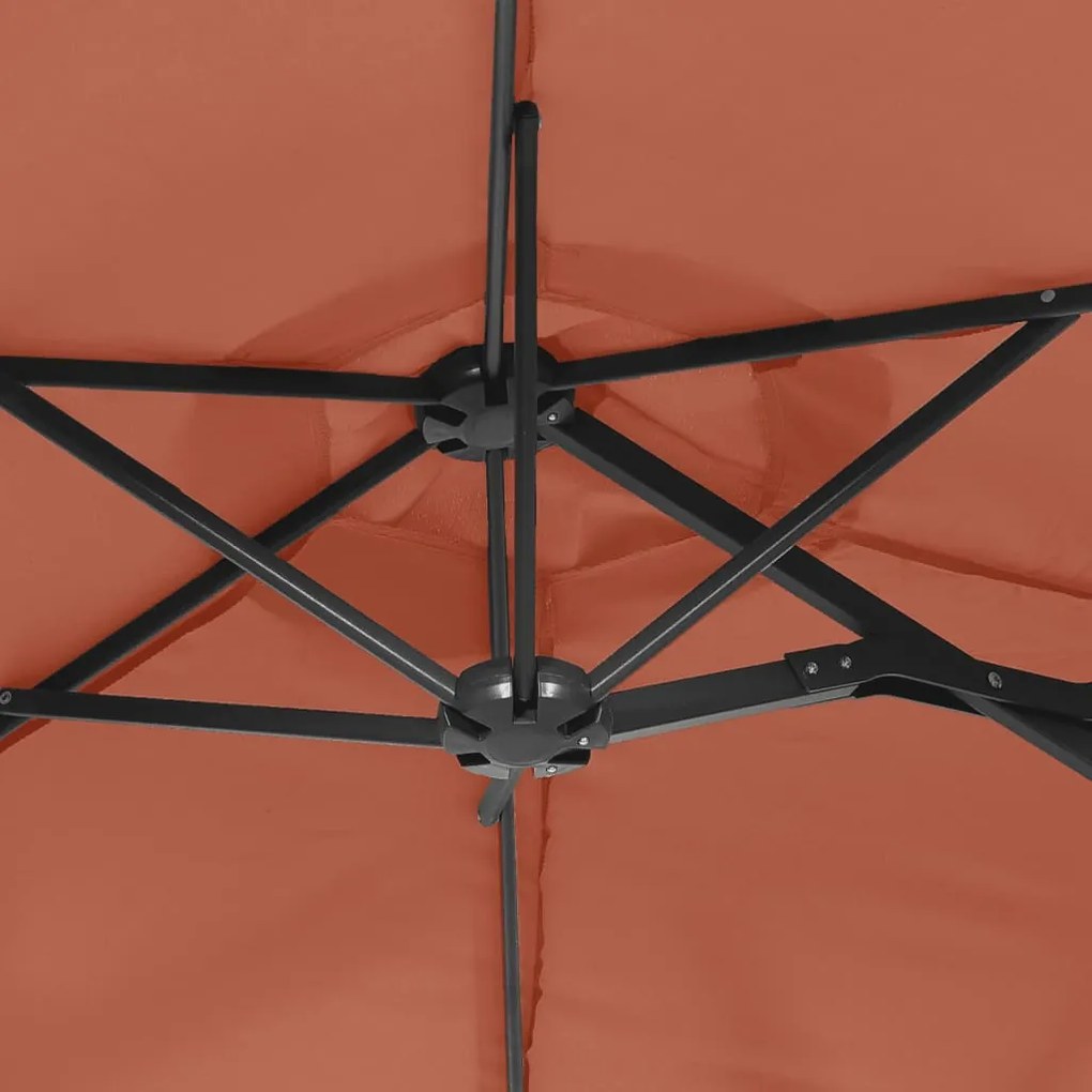 vidaXL Ομπρέλα Κήπου με Διπλή Κορυφή Τερακότα 316 x 145 εκ.