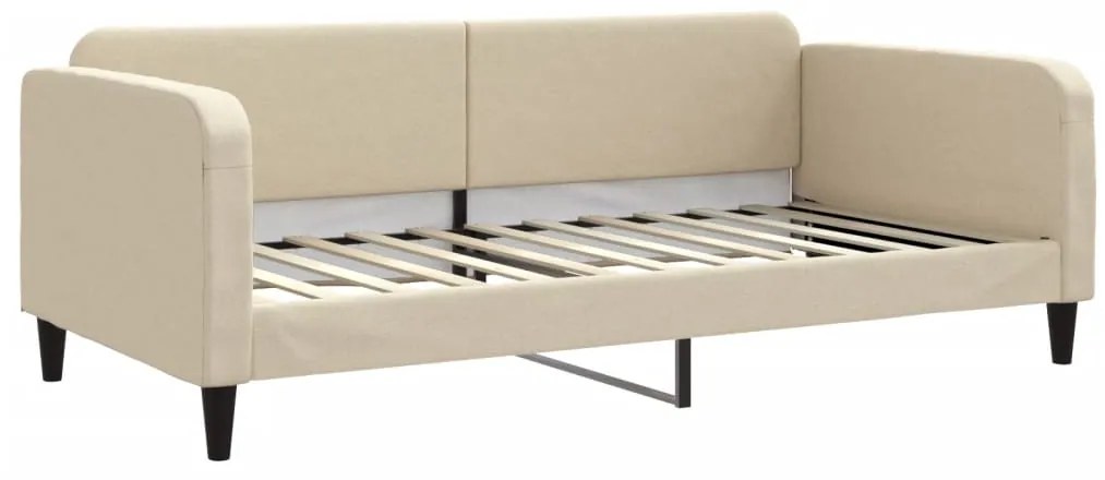 vidaXL Καναπές Κρεβάτι με Στρώμα Κρεμ 100 x 200 εκ. Υφασμάτινο