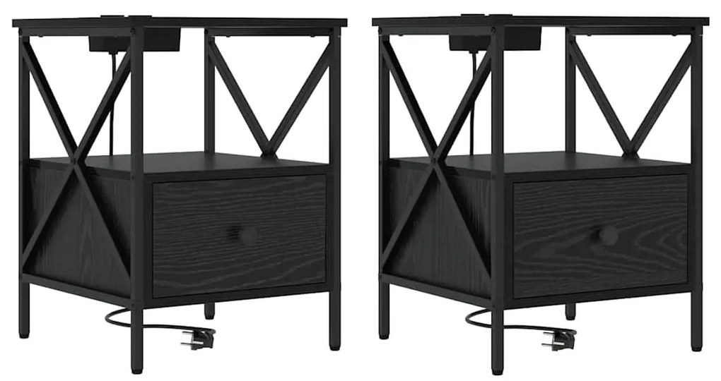 vidaXL Κομοδίνο Μαύρη δρυς 41.5 x 40.5 x 55 εκ. Επεξεργασμένο ξύλο