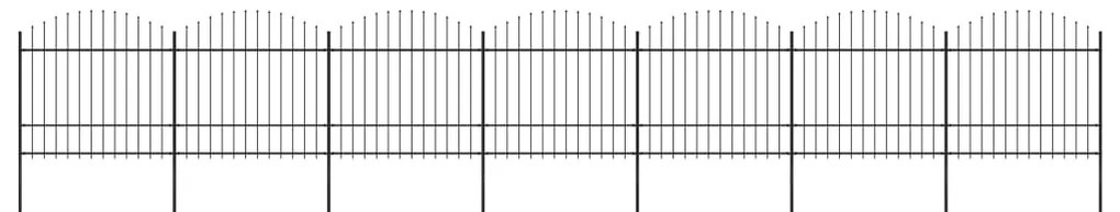 vidaXL Κάγκελα Περίφραξης με Λόγχες Μαύρα (1,5-1,75)x11,9 μ. Ατσάλινα