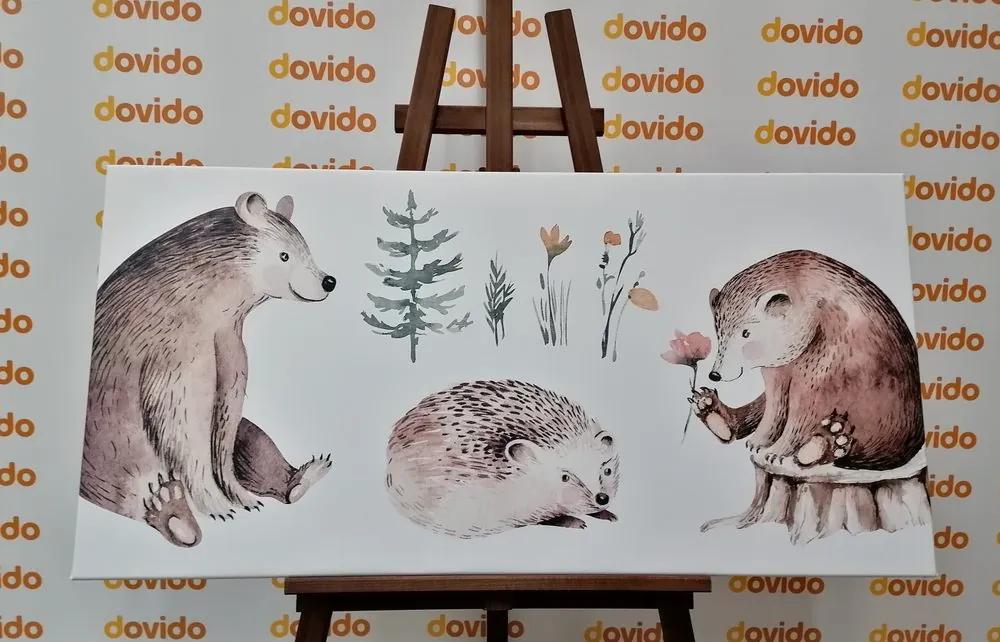 Εικόνα από ζώα που κάθονται στο δάσος - 120x60