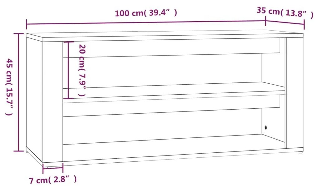 Παπουτσοθήκη Καφέ Δρυς 100x35x45 εκ. Επεξεργασμένο Ξύλο - Καφέ