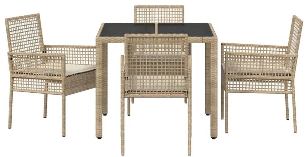 vidaXL Σέτ φαγητού για κήπο 5 pcs Μπεζ συνθετικό ρατάν