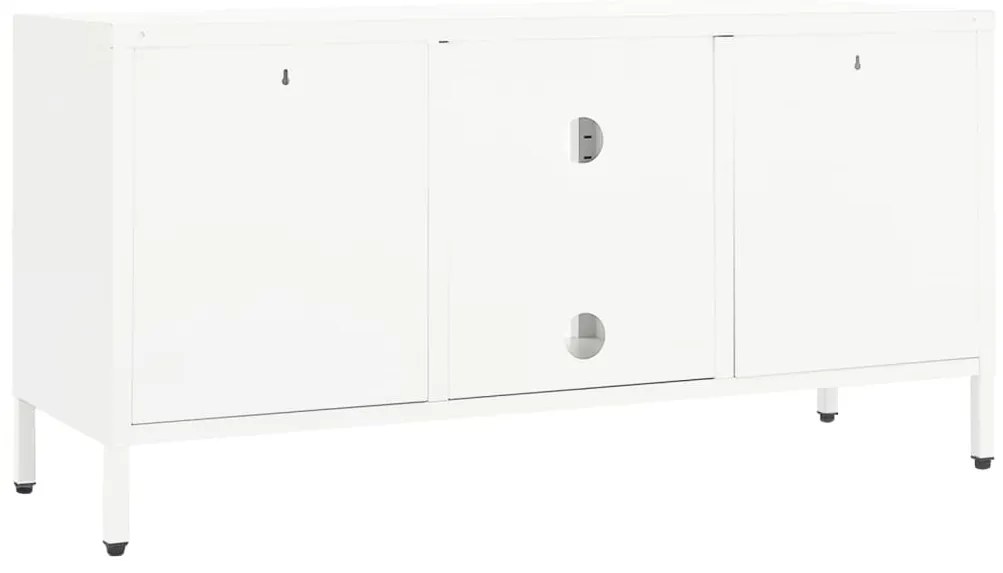 vidaXL Έπιπλο Τηλεόρασης Λευκό 105 x 35 x 52 εκ. από Ατσάλι και Γυαλί