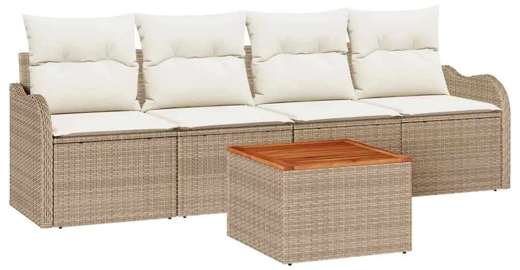 vidaXL Σετ Καναπέ Κήπου 5 pcs Μπεζ και Κρέμα συνθετικό ρατάν