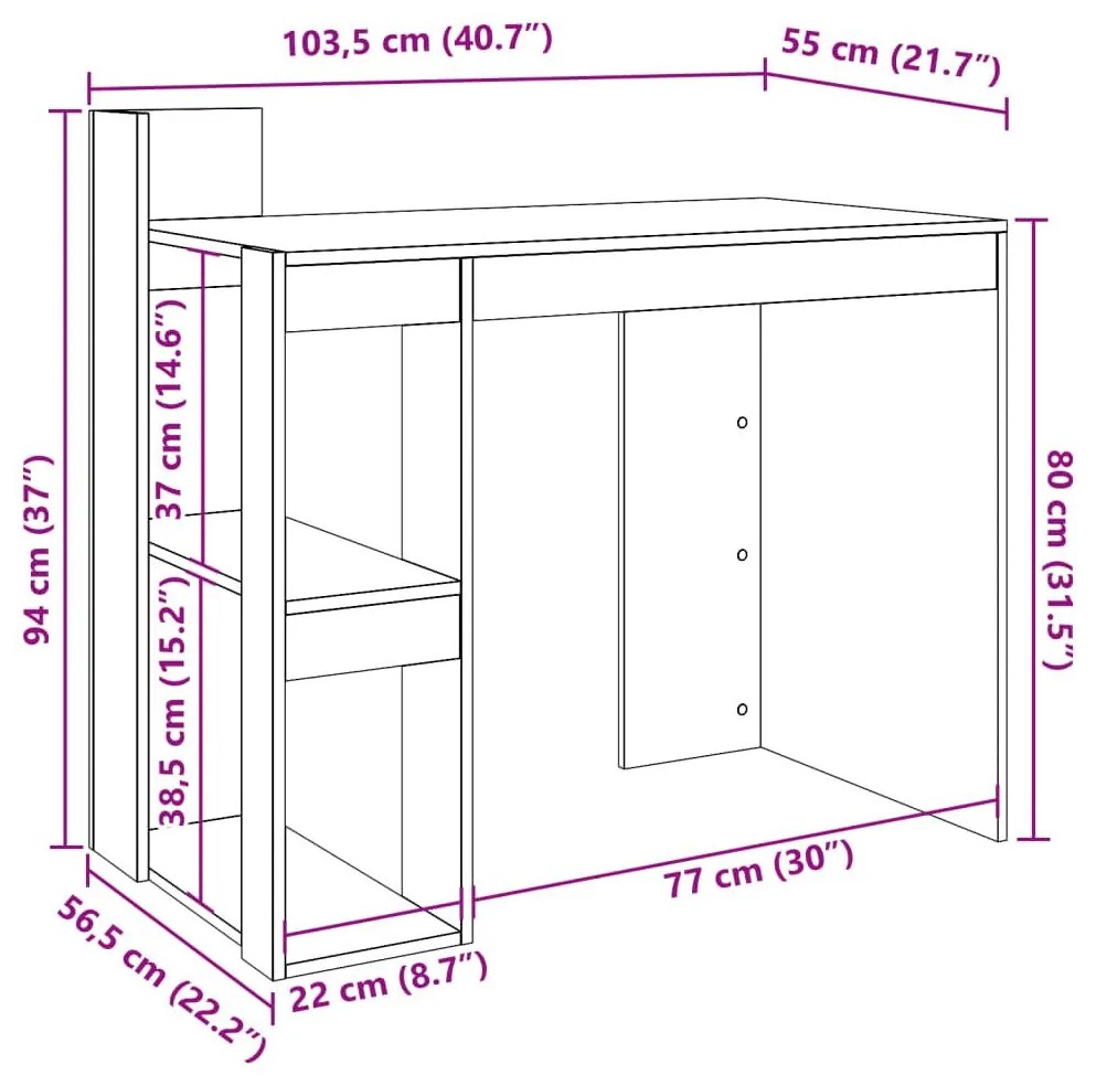 Γραφείο Καφέ Δρυς 103,5x56,5x94 εκ. από Επεξεργασμένο Ξύλο - Καφέ