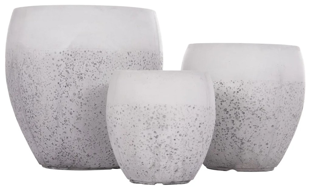 Σετ 3 τεμ. Γλάστρες GARDENER C4718 Fiberclay Λευκό Φ55x54,5Υ εκ. 55x55x54.5 εκ.
