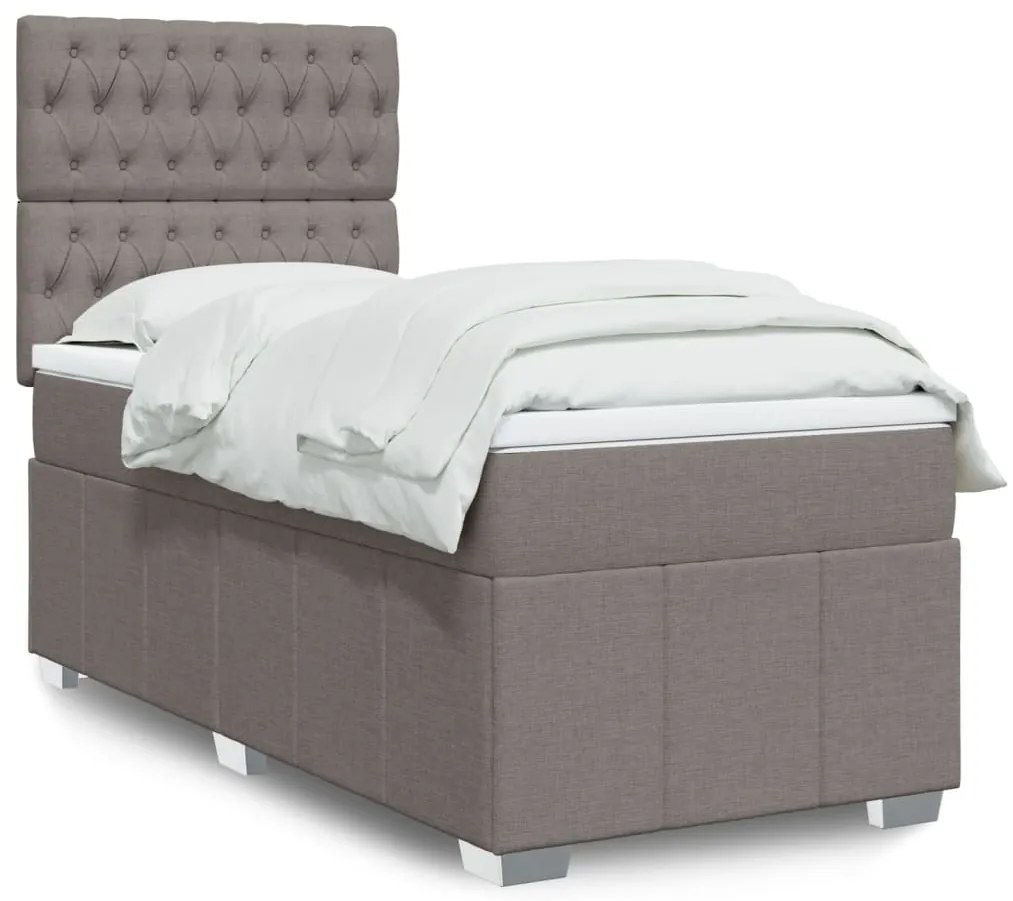vidaXL Κρεβάτι Boxspring με Στρώμα Taupe 100 x 200 εκ. Υφασμάτινο