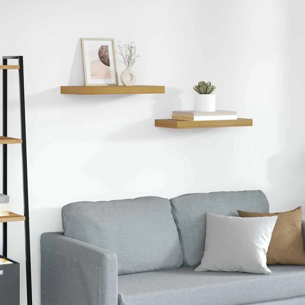 Ράφι Τοίχου 2 pcs Μπεζ 50 x 23 x 4 εκ. Επεξεργασμένο ξύλο