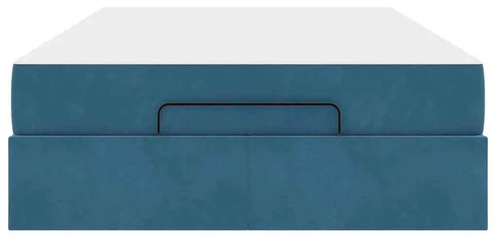 vidaXL Σκελετός κρεβατιού με στρώμα με στρώμα 2 pcs Μπλε Βελούδο