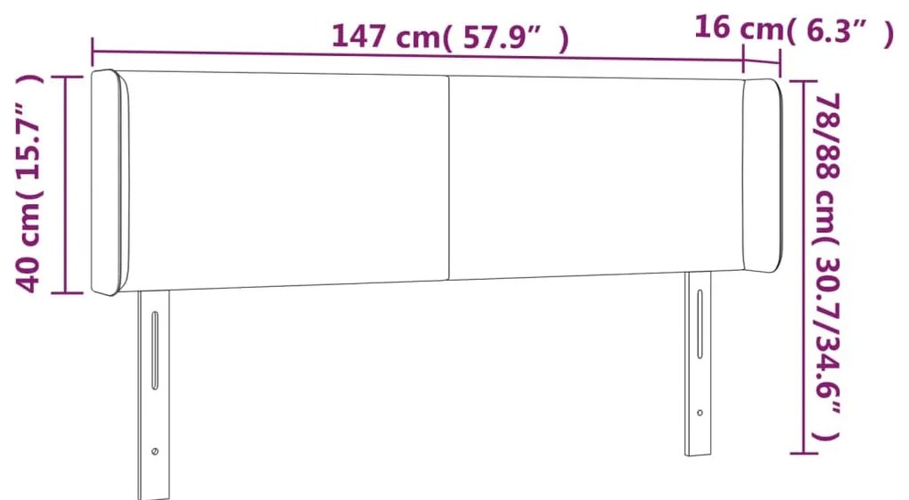 vidaXL Κεφαλάρι Κρεβατιού LED Ανοιχτό Γκρι 147x16x78/88 εκ. Βελούδινο
