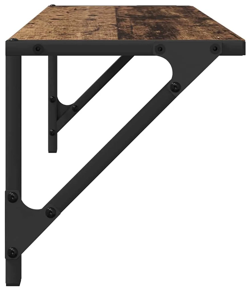 vidaXL Ράφια Τοίχου με ράφι 2 pcs Παλιό Ξύλο 60 x 25 x 25,5 cm