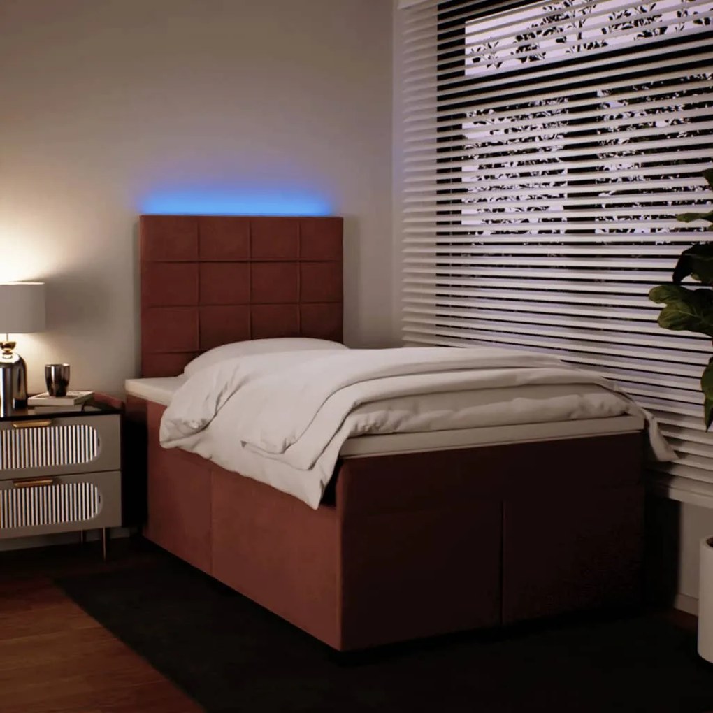 Κρεβάτι Boxspring με Στρώμα Ροζ 120x200 εκ. Βελούδινο 3293187