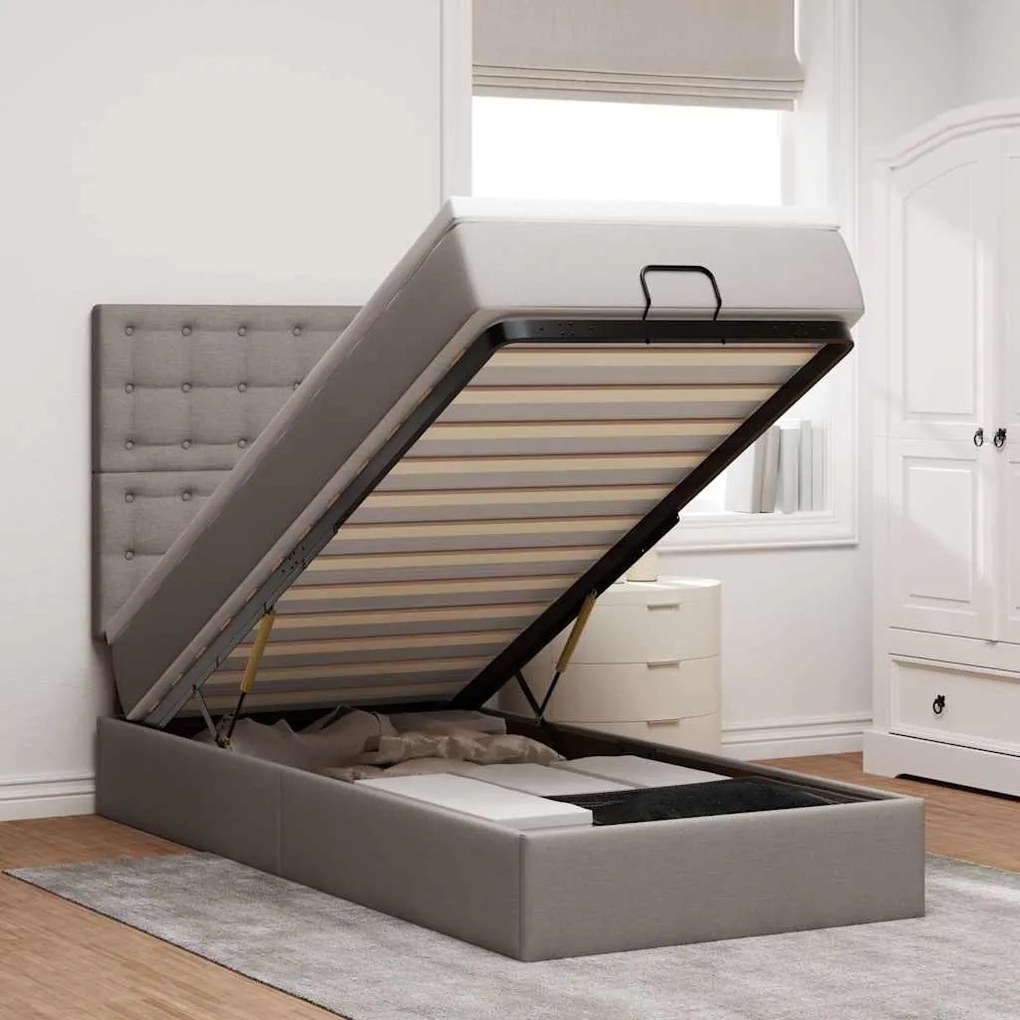 vidaXL Οθωμανικό κρεβάτι με στρώμα Taupe 100x200cm ύφασμα