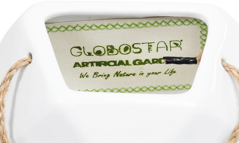 GloboStar® Artificial Garden HERAKLIO 20467 Κρεμαστό Πήλινο Κεραμικό Κασπώ Γλάστρα - Flower Pot Λευκό Μ13.5cm x Π15.5 x Υ37cm