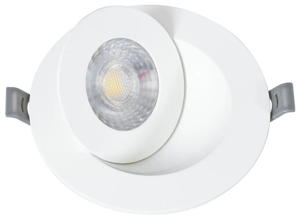 GloboStar LEXIS JOINT 60990 Χωνευτό LED Κινούμενο Spot Downlight 7W 680lm 45° AC 220-240V IP44 Φ12cm x Υ3.1cm - Στρόγγυλο - Λευκό - Φυσικό Λευκό 4500K - Bridgelux Chip - TÜV Certified Driver - 5 Years Warranty