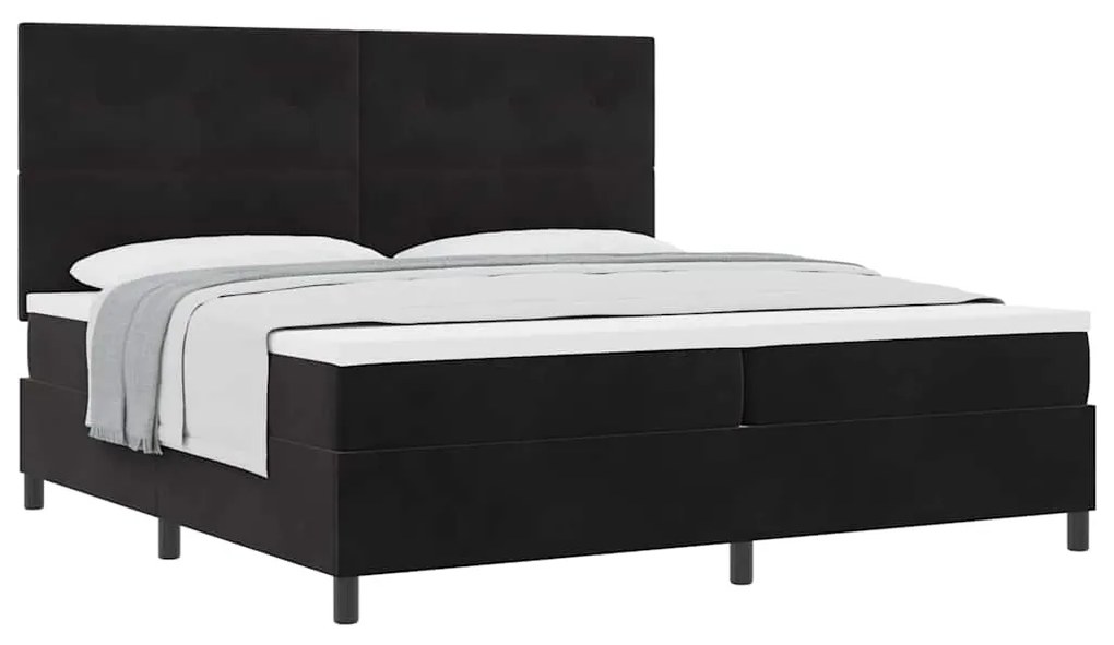 vidaXL Κρεβάτι με ελατήρια με στρώμα Μαύρο 200 x 200 cm Βελούδο