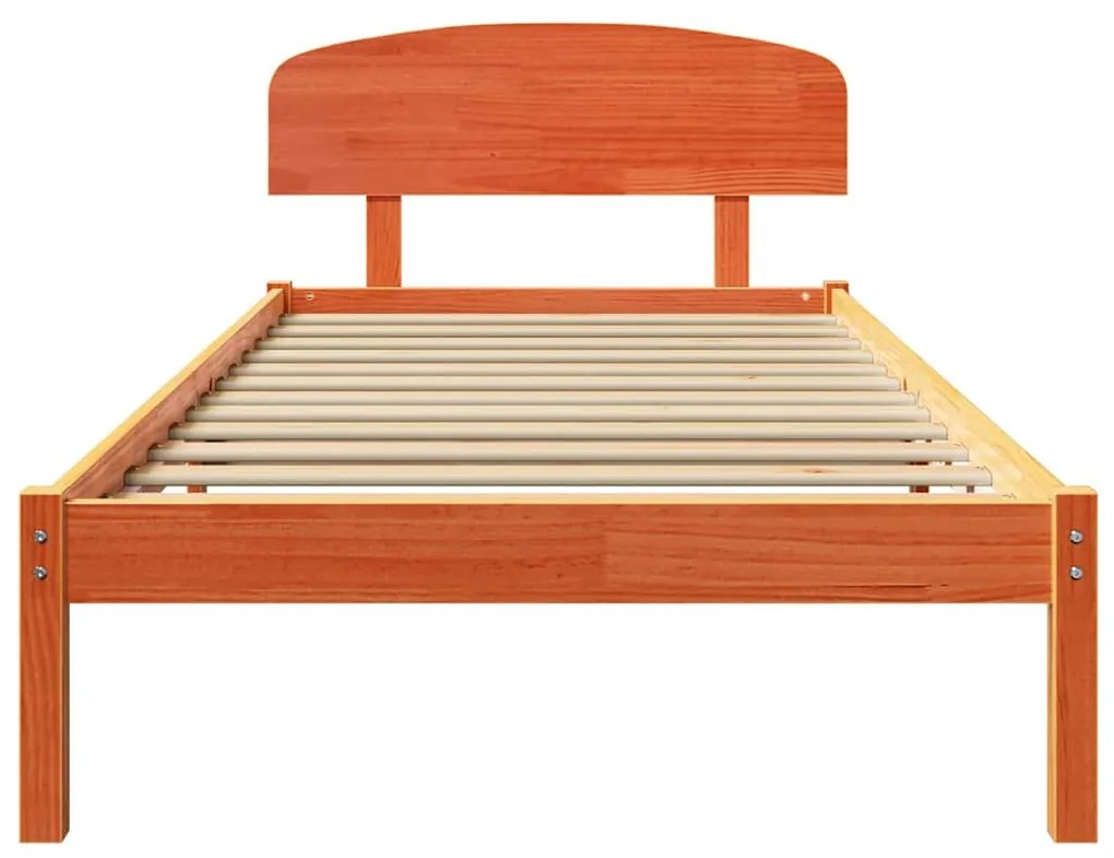 vidaXL Σκελετός Κρεβατιού Καφέ 90 x 190 cm Μασίφ ξύλο πεύκου