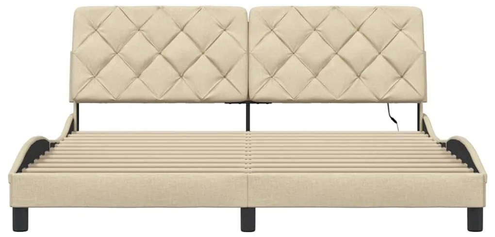 vidaXL Πλαίσιο κρεβατιού με LED χωρίς στρώμα Κρέμα 180x200 cm Ύφασμα