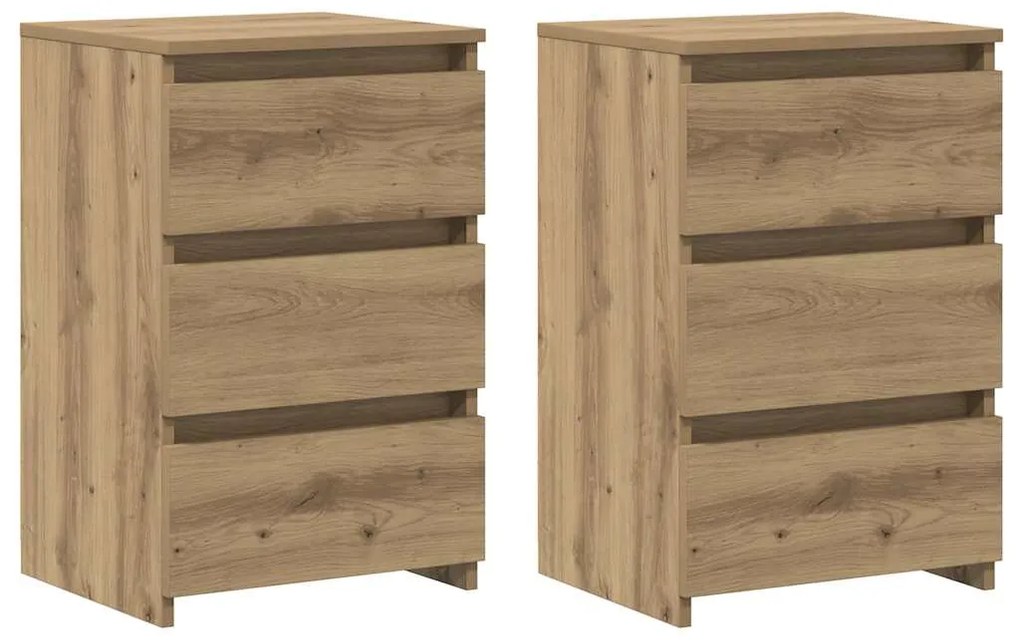 vidaXL Κομοδίνα 2 τεμ.Αρτισιανή Δρυς 40x35x62,5 εκ. Επεξ. Ξύλο