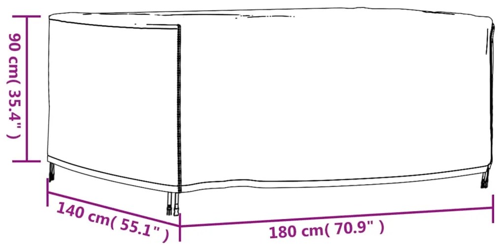 ΚΑΛΥΜΜΑ ΕΠΙΠΛΩΝ ΚΗΠΟΥ ΑΔΙΑΒΡΟΧΟ ΜΑΥΡΟ 180X140X90 ΕΚ. 420D 364807