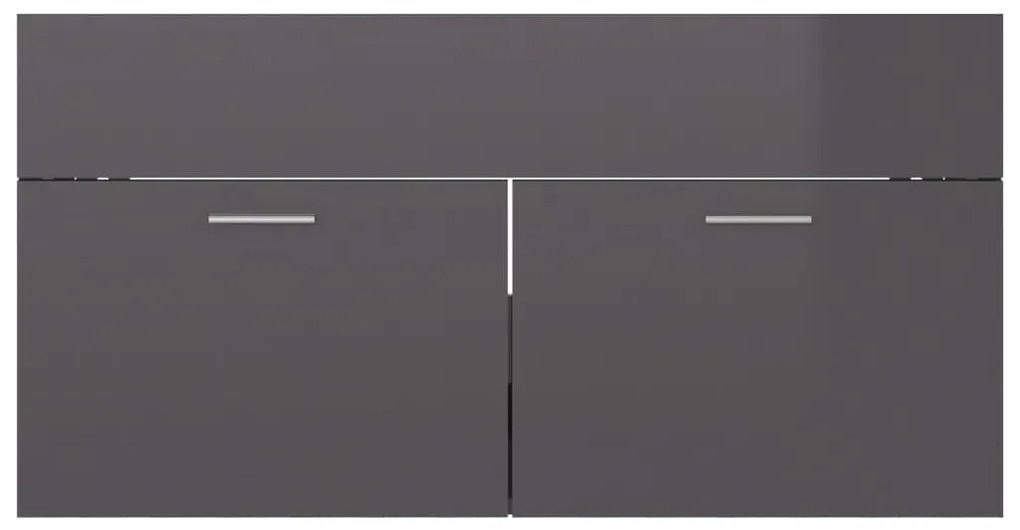 vidaXL Ντουλάπι Νιπτήρα Γυαλιστερό Γκρι 90x38,5x46 εκ. από Επεξ. Ξύλο