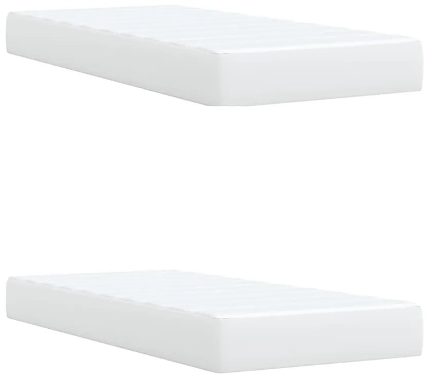 vidaXL Κρεβάτι Boxspring με Στρώμα Λευκό 200x200 εκ. Συνθετικό Δέρμα