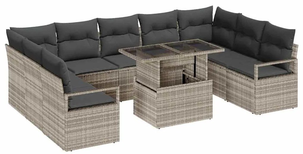 vidaXL Σετ Καναπέ Κήπου 10 pcs Ανοιχτό γκρι 100 x 55 x 73 εκ