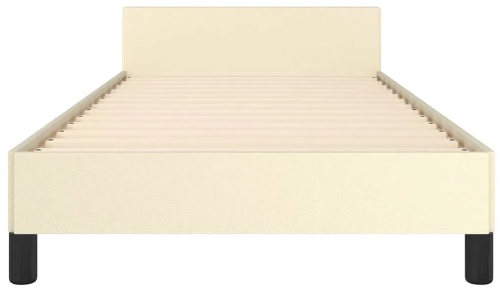 vidaXL Πλαίσιο Κρεβατιού με Κεφαλάρι Κρεμ 90x190 εκ. Συνθετικό Δέρμα
