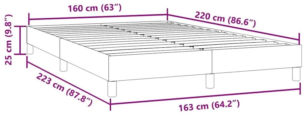 Πλαίσιο κρεβατιού χωρίς στρώμα Μαύρο 160x220 cm Ατσάλι - Μαύρο