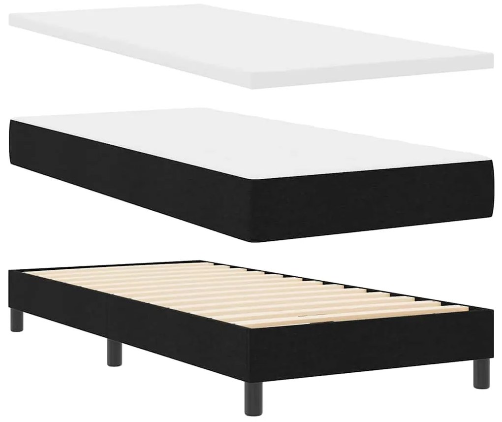 vidaXL Κρεβάτι με ελατήρια με στρώμα Μαύρο 90 x 190 cm ύφασμα