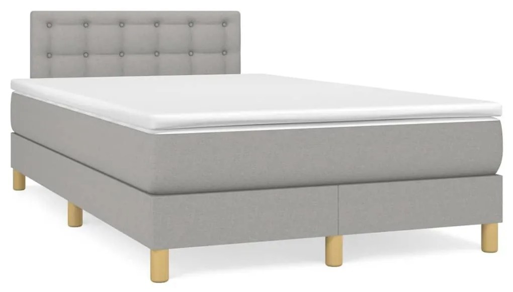 Κρεβάτι Boxspring με Στρώμα Ανοιχτό Γκρι 120x200 εκ. Υφασμάτινο - Γκρι