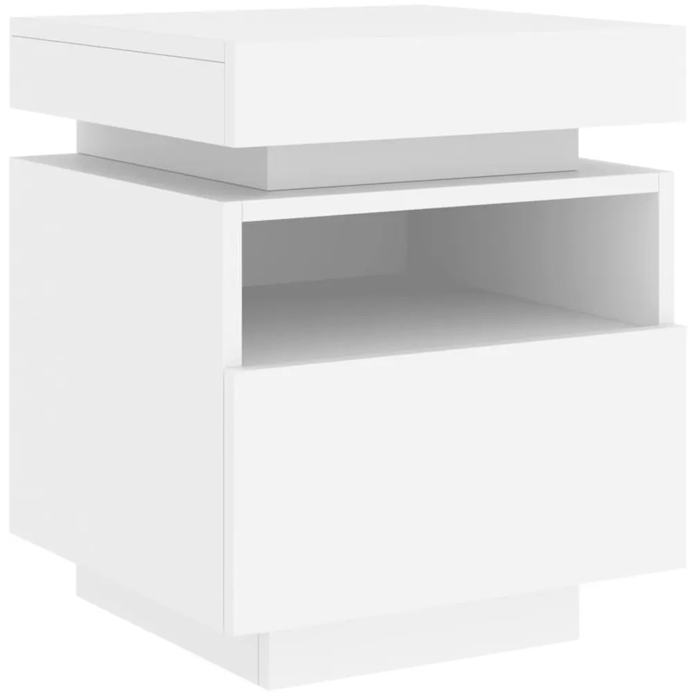 vidaXL Κομοδίνα με Φώτα LED 2 τεμ. Λευκά 40 x 39 x 48,5 εκ.