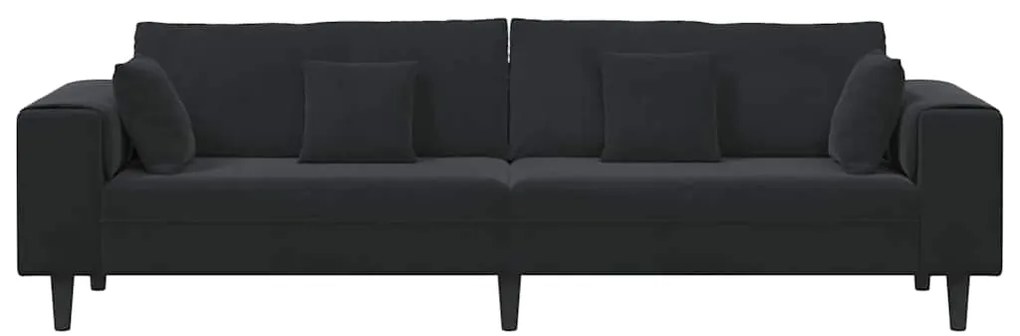 vidaXL Καναπές με μαξιλάρι Μαύρο 250 x 77 x 76 εκ. Βελούδο