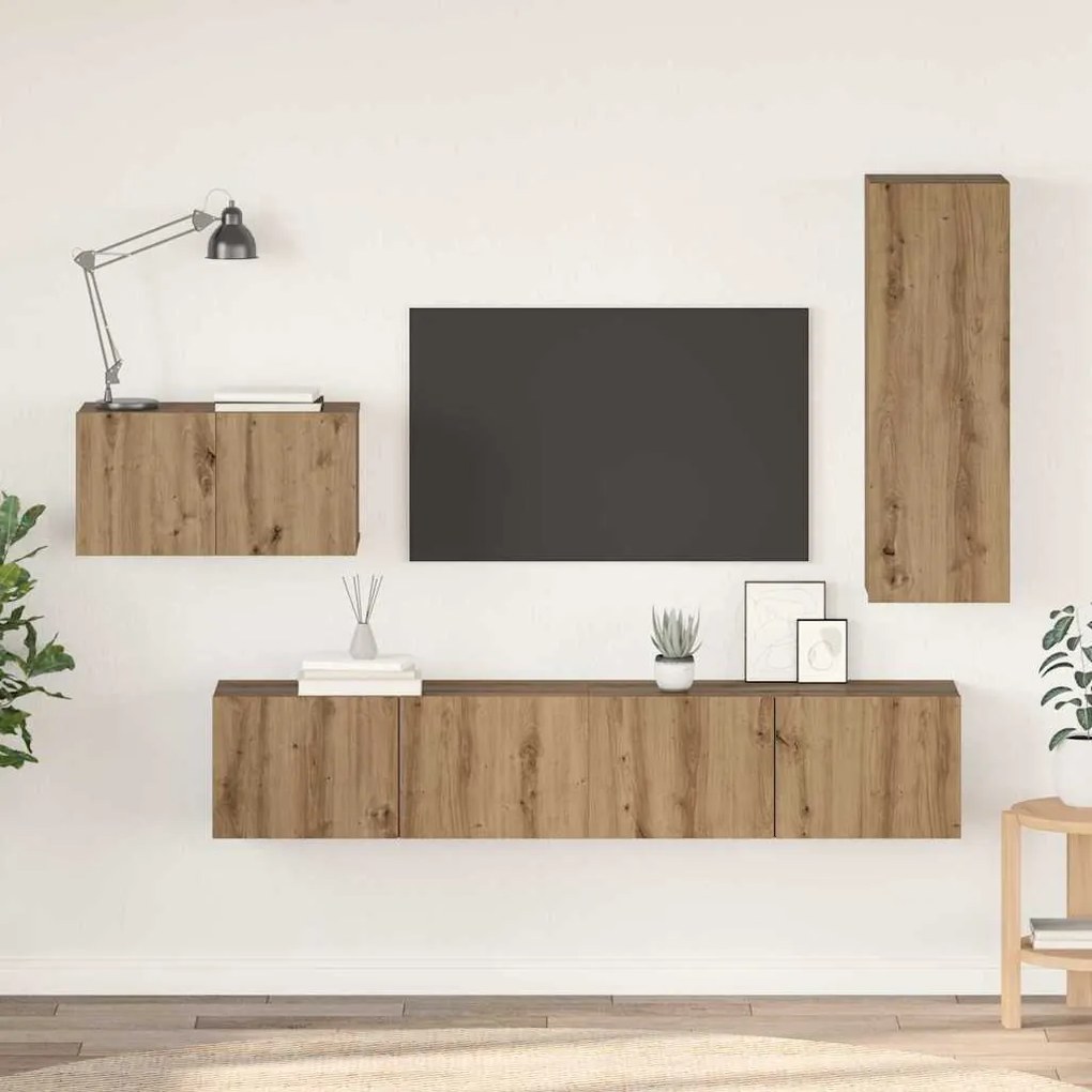 vidaXL Σετ επίπλου τηλεόρασης 4 pcs artisan δρυς 30.5 x 30 x 90 cm