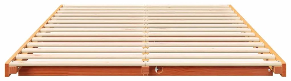 vidaXL Κρεβάτι δαπέδου Καφέ κεριού 140 x 190 cm Μασίφ ξύλο πεύκου