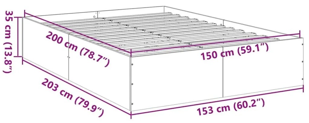 Πλαίσιο Κρεβατιού Μαύρο 160x200 εκ. Επεξεργασμένο Ξύλο - Μαύρο