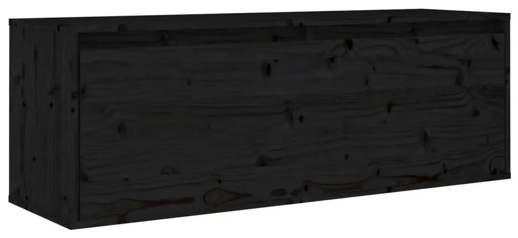 Ντουλάπι Τοίχου Μαύρο 100 x 30 x 35 εκ. από Μασίφ Ξύλο Πεύκου - Μαύρο