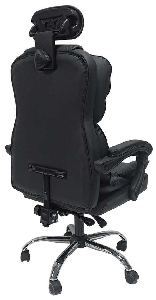 ΚΑΡΕΚΛΑ ΓΡΑΦΕΙΟΥ OCTAVIUS HM1202 ΜΑΥΡΟ PVC-ΜΕΤΑΛ.ΧΡΩΜΙΟ ΒΑΣΗ 63x73x129Υεκ