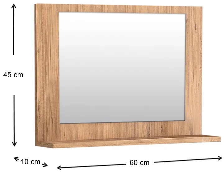 Καθρέπτης μπάνιου Devlin Megapap χρώμα pine oak 60x10x45εκ.