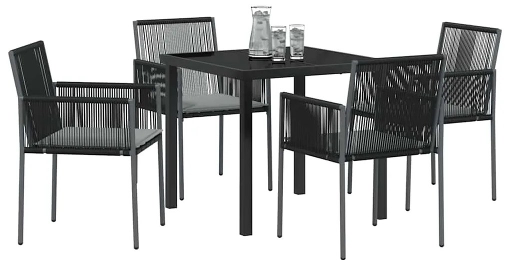 vidaXL Σέτ φαγητού για κήπο 5 pcs Μαύρο Ράτα PE