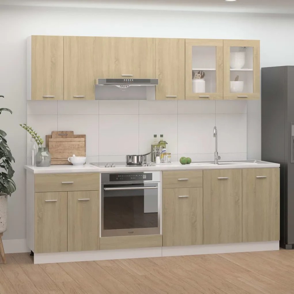 vidaXL Σετ Ντουλάπια Κουζίνας 8 Τεμαχίων Sonoma Δρυς Μοριοσανίδα