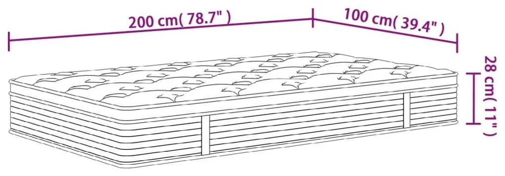 Στρώμα με Pocket Springs Μεσαία Plus Σκληρότητα 100x200 εκ. - Γκρι