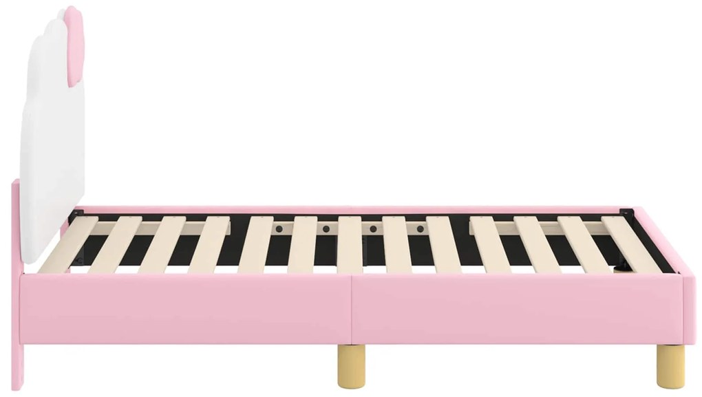 vidaXL Κρεβατική βάση για παιδιά με προσκέφαλο Ροζ 70 x 140 cm PU