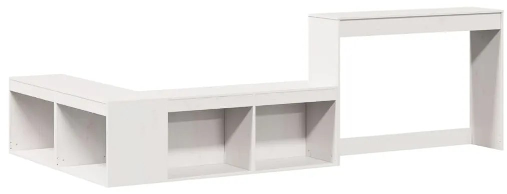 Κομοδίνο με Γραφείο Λευκό 232x112x75 εκ. από Μασίφ Ξύλο Πεύκου - Λευκό