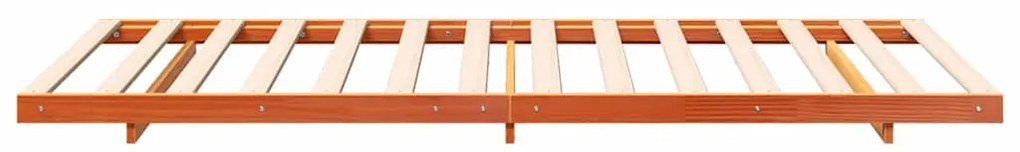 vidaXL Κρεβάτι δαπέδου Καφέ κεριού 100 x 200 cm Μασίφ ξύλο πεύκου