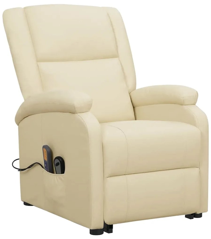 vidaXL Πολυθρόνα Μασάζ με Ανύψωση Κρεμ Συνθετικό Δέρμα