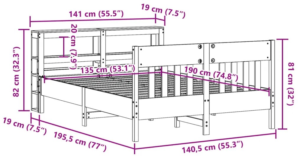 ΣΚΕΛΕΤΟΣ ΚΡΕΒ. ΧΩΡΙΣ ΣΤΡΩΜΑ ΛΕΥΚΟ 135X190 ΕΚ ΜΑΣΙΦ ΠΕΥΚΟ 3306280