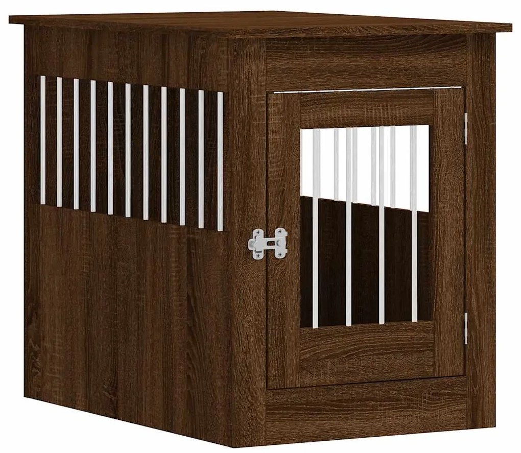 vidaXL Κλουβί Σκύλου Καφέ Δρυς 55x80x68 εκ. από Επεξεργ. Ξύλο